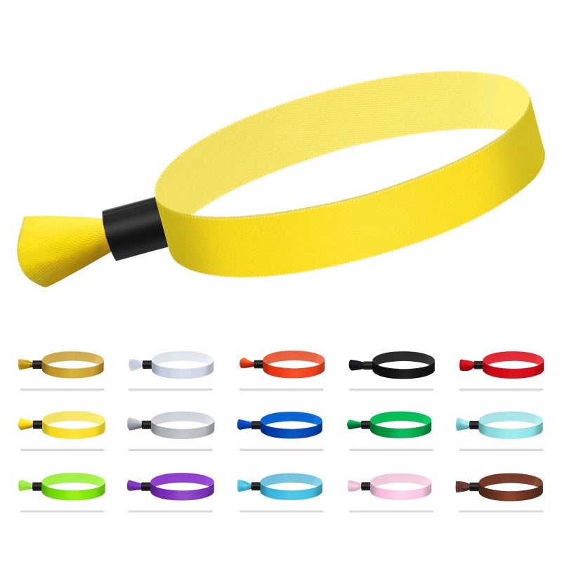 Comflora 100 Pcs Cloth Wristbands  Disposable for Events  Colored Lightweight Concert Club Entrance Wrist Strap Party (Yellow) - Image 1